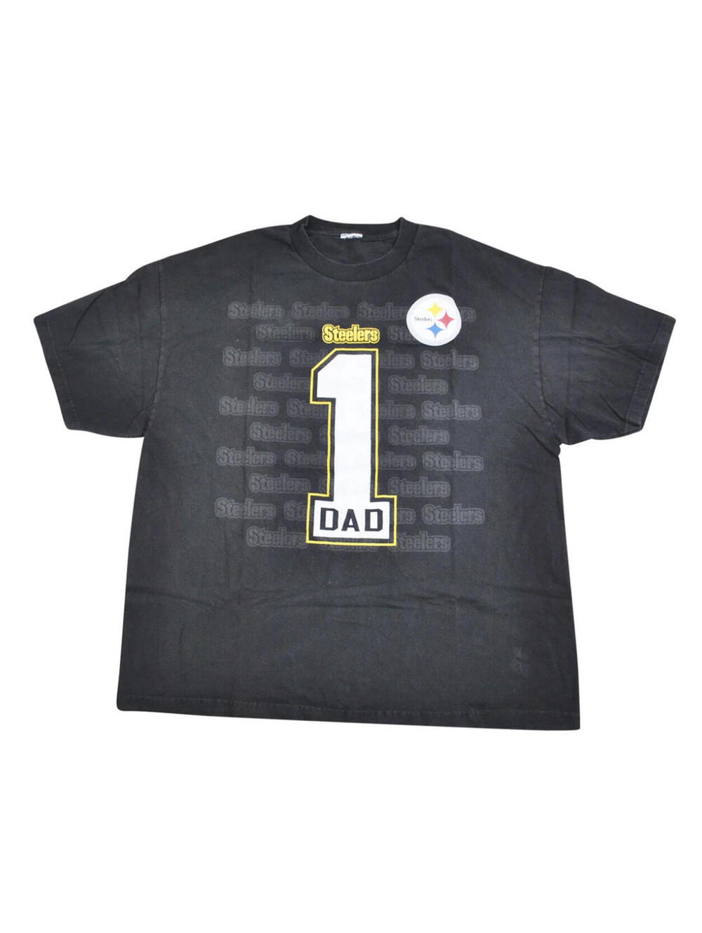 Vintage Pittsburgh Steelers #1 Dad NFL Football Black Shirt Size X-Large